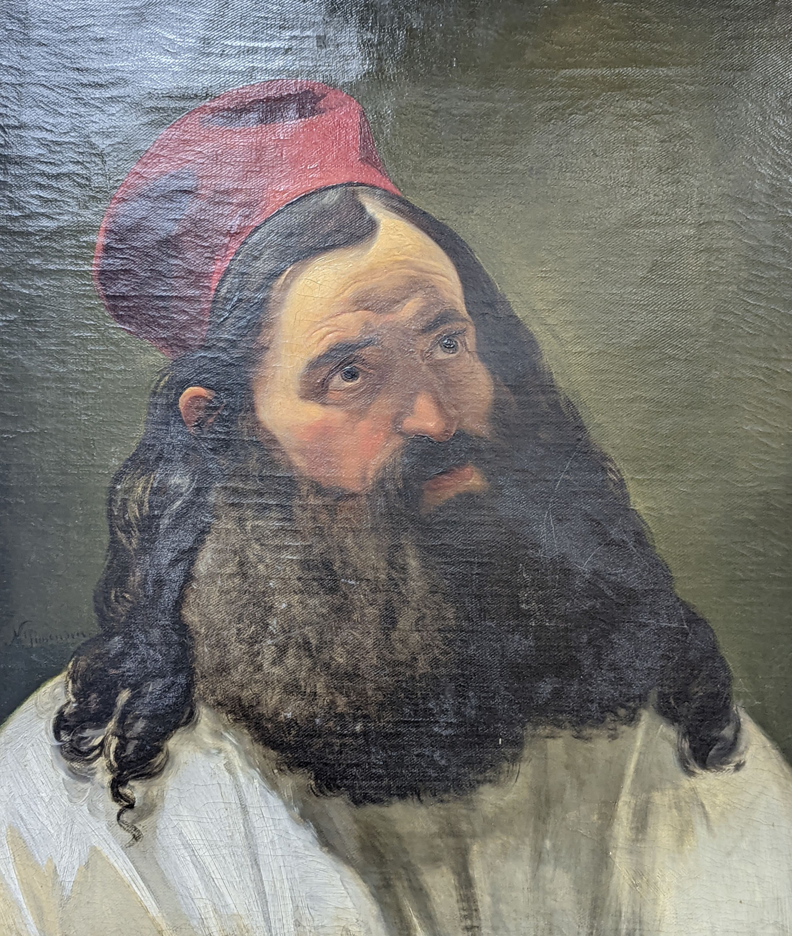 Niels Simonson (Danish, 1807-1885), oil on canvas, An Armenian Gentleman, inscribed on the stretcher and dated 1845, 58 x 50cm